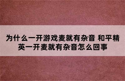 为什么一开游戏麦就有杂音 和平精英一开麦就有杂音怎么回事